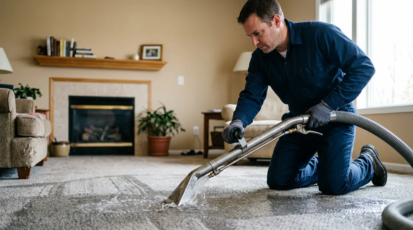 Water damage restoration technician working near Lake Arrowhead, CA